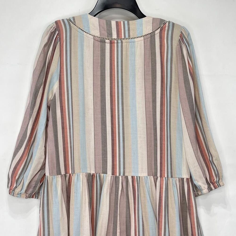 KNOX ROSE Women’s Size XS Boho Flowy Stripe Shift Dress Mulitcolor Linen Blend - Picture 10 of 16